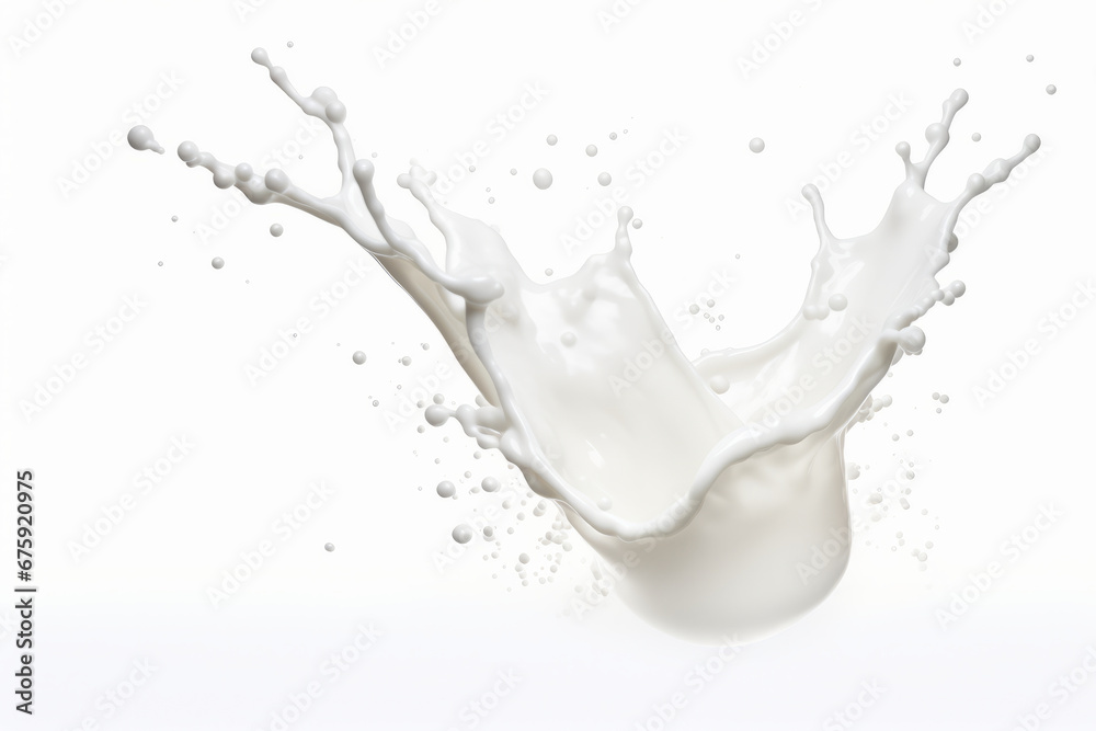 White liquid splashing into the air on white background. White liquid splashing into the air on white background.