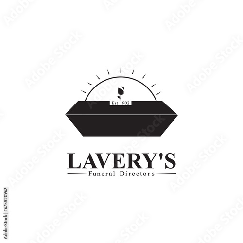 Funeral Directing Business Logo Design with Logo Elements of a Coffin and Flower