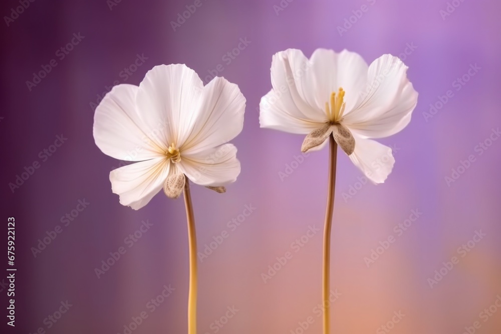Closeup of a Beauty of White flowers on a purple Background