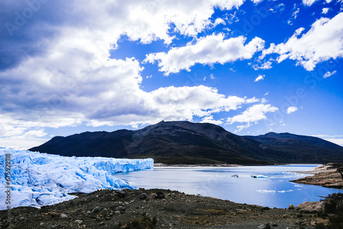 View of the Perito Moreno glacier from the rocks, Patagonia, Argentina.