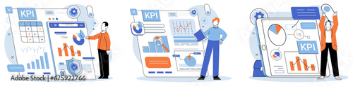 Analysis tool. Business intelligence. Vector illustration Statistics offer valuable insights into business performance Financial analysis helps in assessing financial health business Graphic