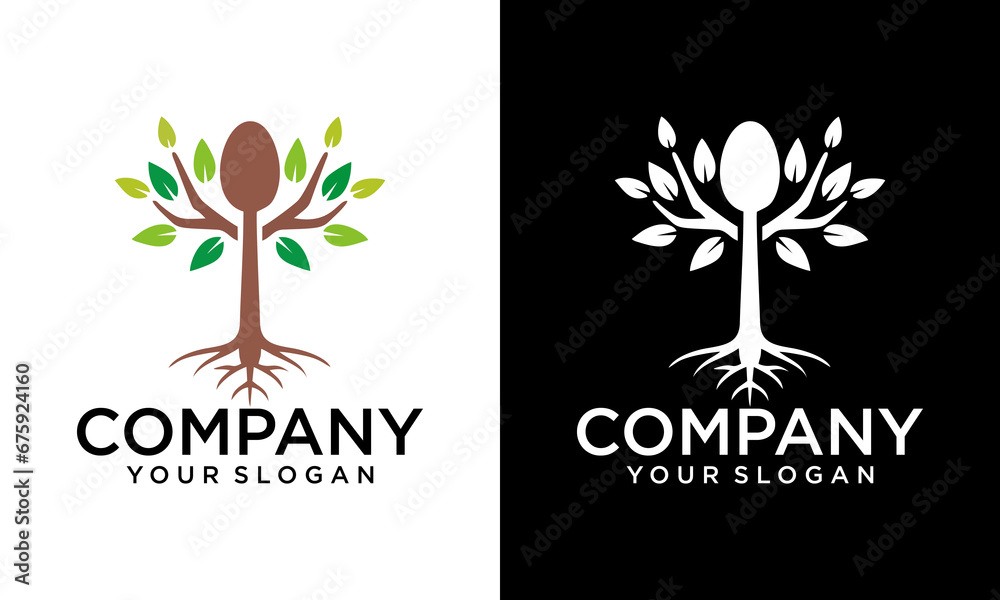 Obraz premium Tree Food Icon Logo Design Element