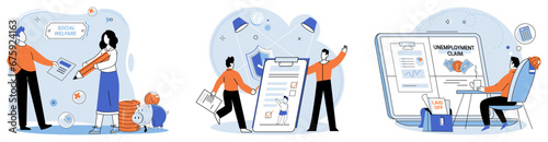Social insurance. Vector illustration. Security is fundamental human need extends beyond financial matters Service providers strive to deliver excellent customer service and support Financial literacy