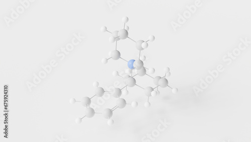 phencyclidine molecule 3d, molecular structure, ball and stick model, structural chemical formula dissociative anesthetic photo