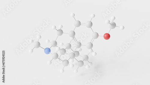 dextromethorphan molecule 3d, molecular structure, ball and stick model, structural chemical formula antitussives