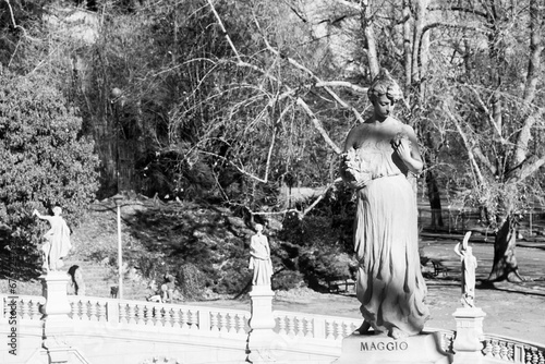 Statua di maggio della fontana dei dodici mesi a Torino,Italia photo