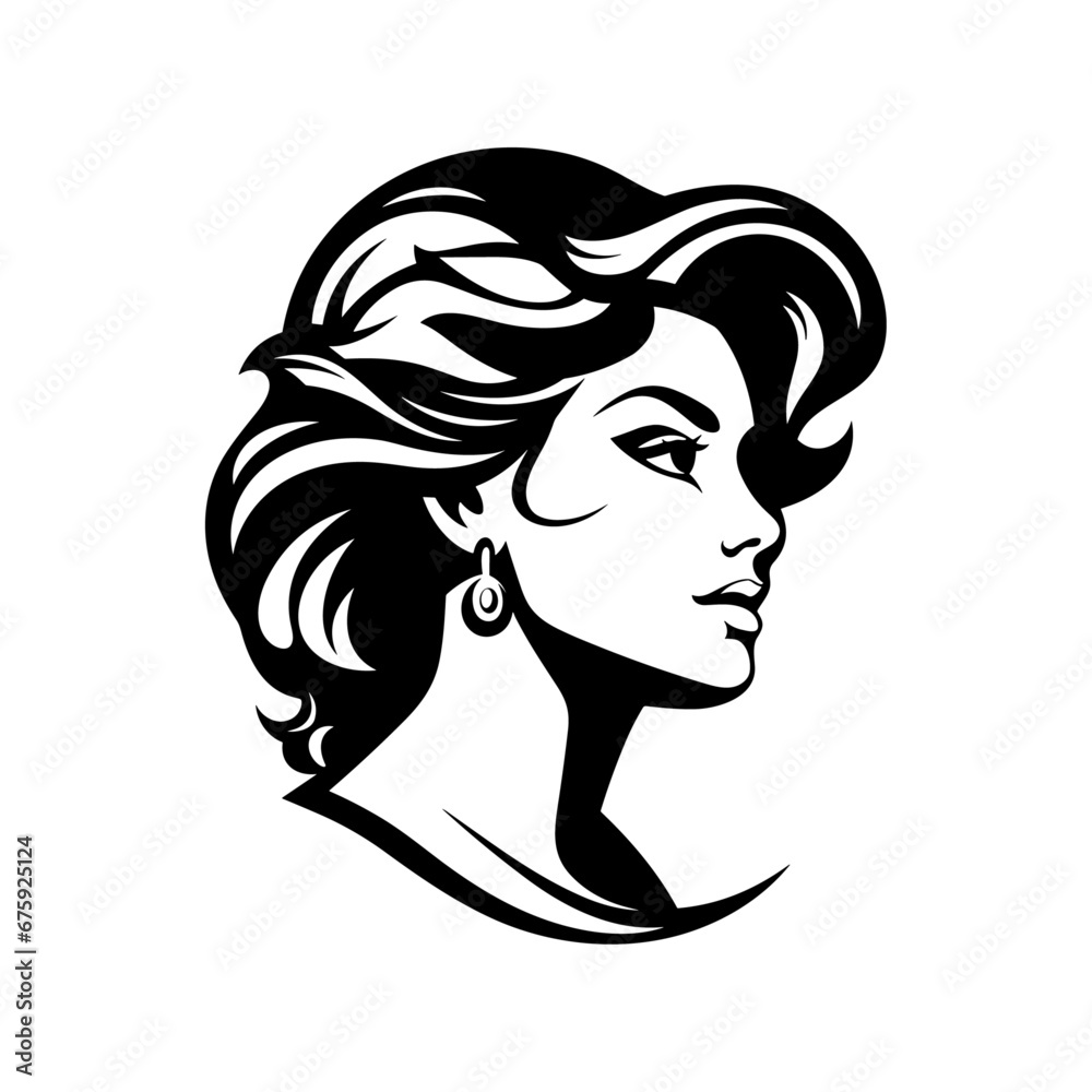 Women head mascot logo, vector illustration, Generative Ai.