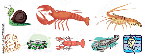 CRUSTACE Cliparts miscellaneous animals creative clipart and cartoons etc - compendium vector illustrations editable best art design for multipurpose use in high definition format