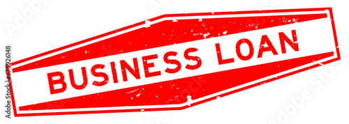 Grunge red business loan word hexagon rubber seal stamp on white background