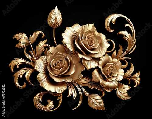 Gold roses flowers isolated...