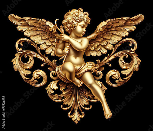 Gold metal decorative cupid...