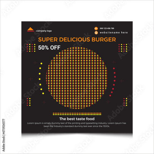 Burger fast food creative social media promotion and banner post design template