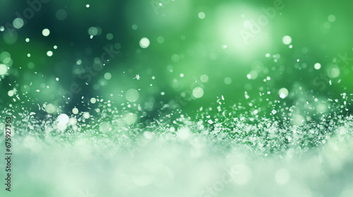Green Christmas Atmosphere Background with Festive Glittering Sparkles for Seasonal Decor