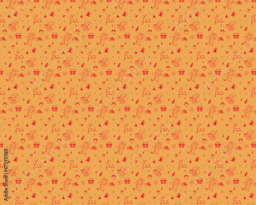 クリスマス総柄背景：シームレスパターン