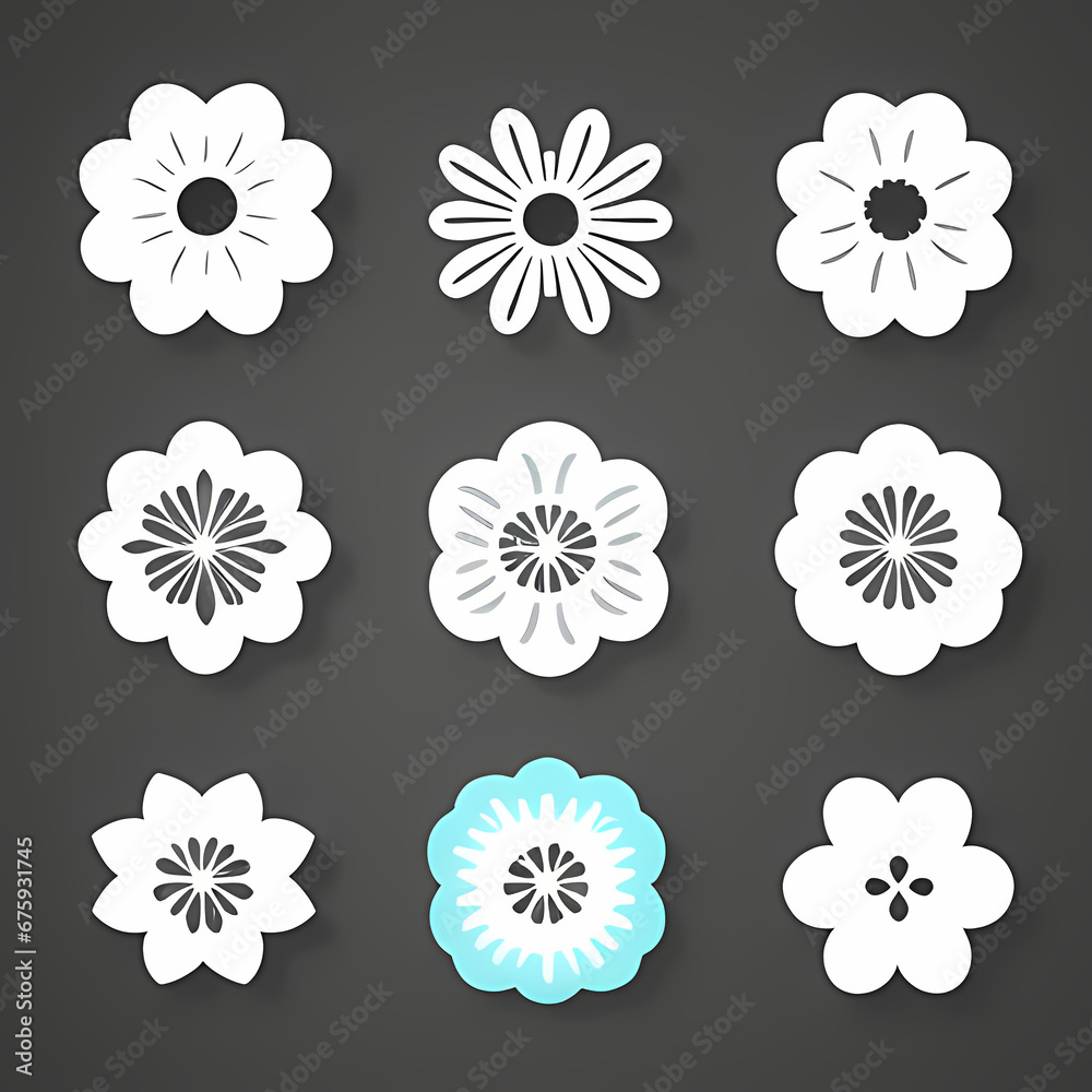 Fototapeta premium Spiralblock für einen digitalen Planer mit Kirschblütenform-Post-it-Symbol auf weißem Hintergrund und ästhetischem Hintergrund mit Blumenmuste