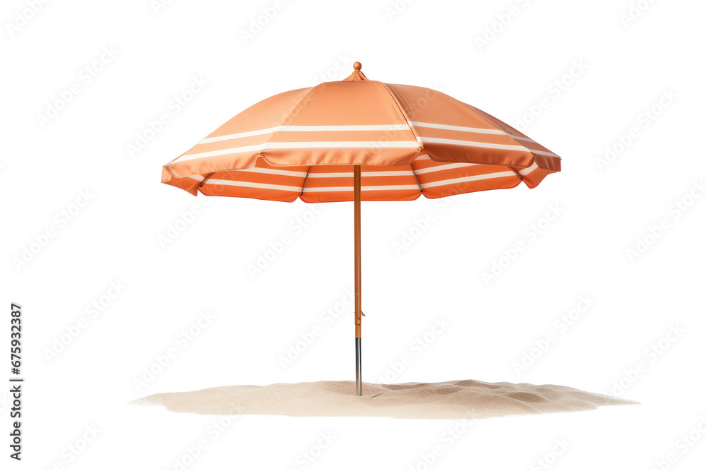 Obraz premium Beach umbrella surrounded sand, isolated on transparent background