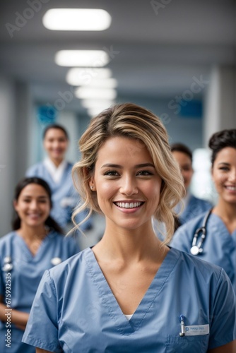 Happy Female Doctor Amongst Colleagues in a Medical Facility © alexx_60