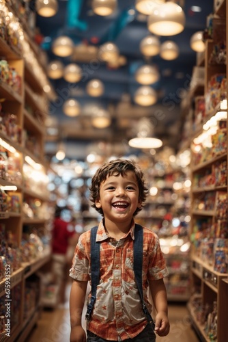 Happy Little Boy in a Toy Store © alexx_60