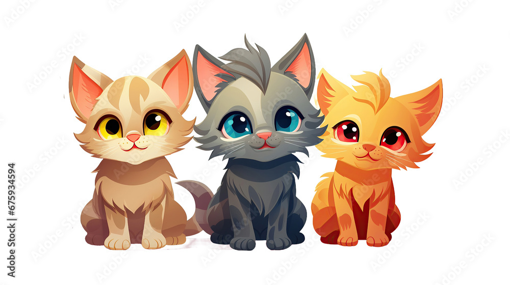 cartoon a cute cats, isolated on transparent background. cartoon a cute cats, isolated on transparent background.