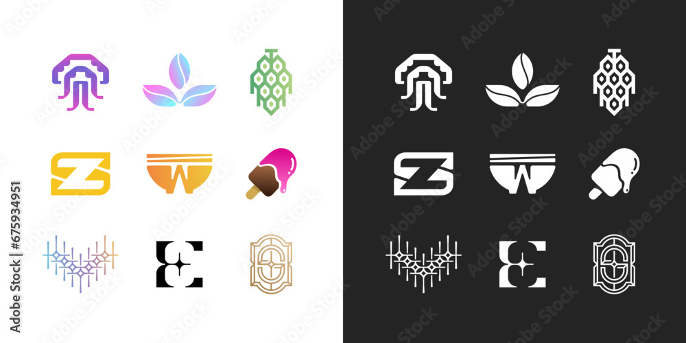 Modern bold abstract logo and icon set