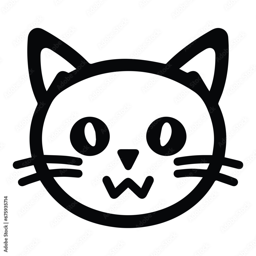 Cat Face Flat Icon Isolated On White Background Cat Face Flat Icon Isolated On White Background