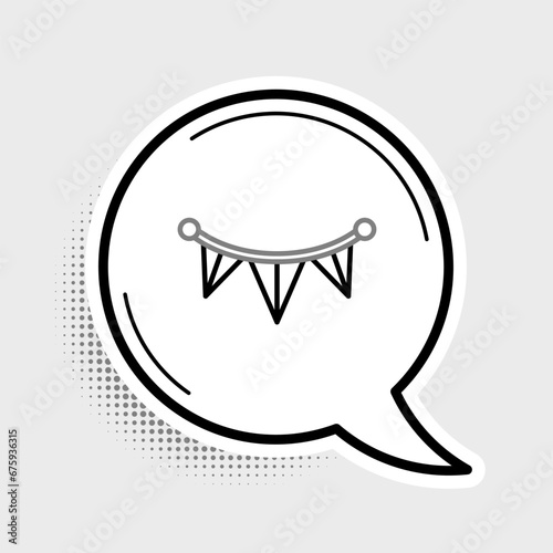 Line Carnival garland with flags icon isolated on grey background. Party pennants for birthday celebration, festival and fair decoration. Colorful outline concept. Vector