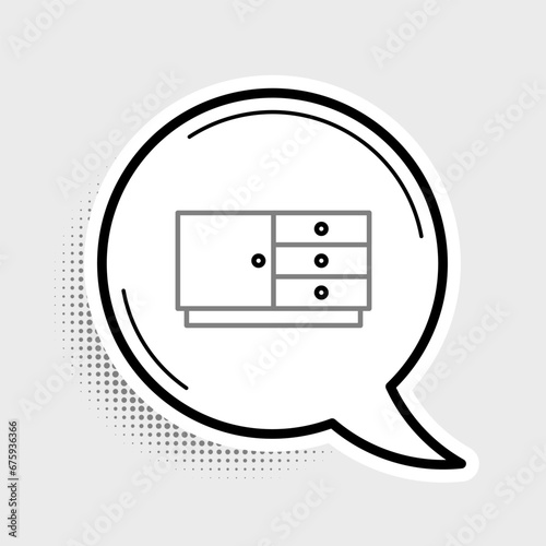 Line Chest of drawers icon isolated on grey background. Colorful outline concept. Vector
