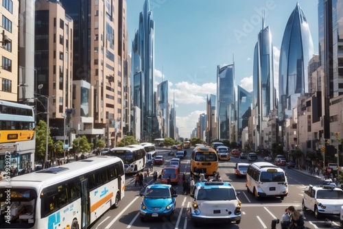 City of the Near Future with a Large Amount of Ground Transportation on the Road