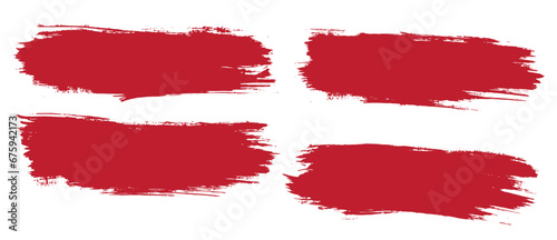 Set of paint splash red color grunge texture splatter vector brush background