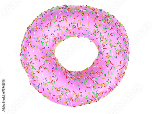 3D render of a donut. Donut with glaze on a white background. 3D render.