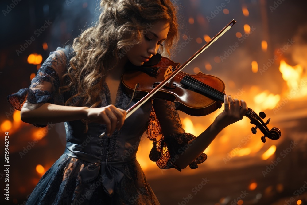 Fototapeta premium woman playing violin