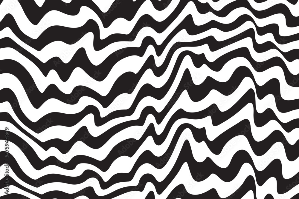 Background with wavy lines. Twisted duo tone backgrounds. Abstract pattern from lines, halftone effect. Black and white texture. Minimalist design template for poster, banner, cover, postcard. Background with wavy lines. Twisted duo tone backgrounds. Abstract pattern from lines, halftone effect. Black and white texture. Minimalist design template for poster, banner, cover, postcard.