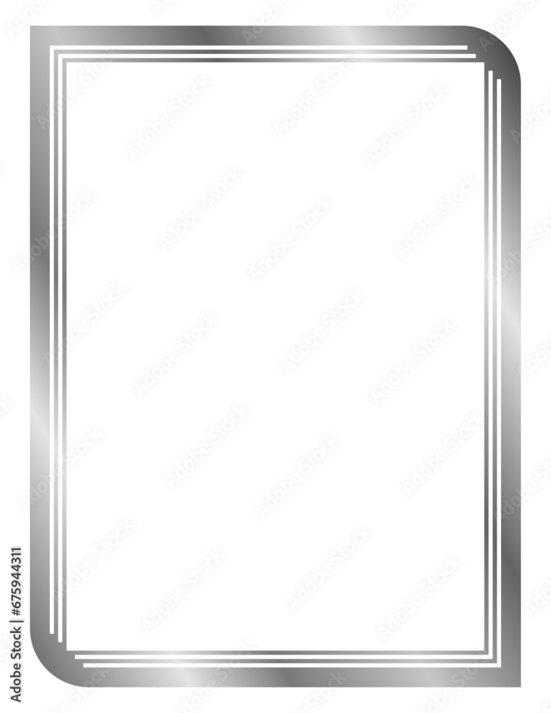 Silver metal frame isolated on white. Vector frame for text, photo, certificate, pictures, diploma Silver metal frame isolated on white. Vector frame for text, photo, certificate, pictures, diploma
