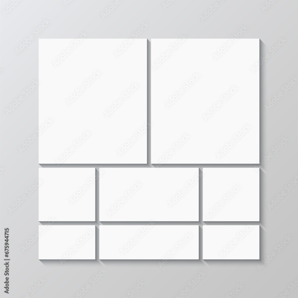 Photoframe ombination background. Moodboard mockup grid. Portfolio images template. Photo collage frame. Album brandboard. Mosaic pictures layout. Retro gallery banner. Vector illustration. Photoframe ombination background. Moodboard mockup grid. Portfolio images template. Photo collage frame. Album brandboard. Mosaic pictures layout. Retro gallery banner. Vector illustration.