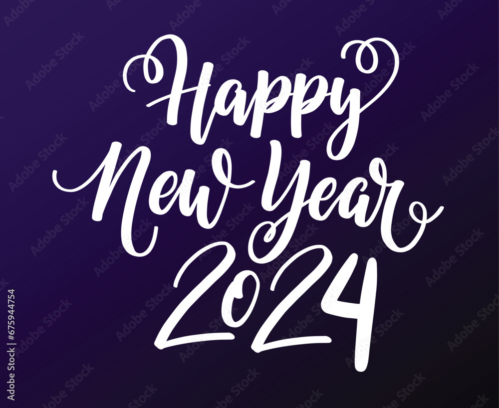 2024 Happy New Year Holiday Design White Abstract Vector Logo Symbol Illustration With Purple Background 2024 Happy New Year Holiday Design White Abstract Vector Logo Symbol Illustration With Purple Background