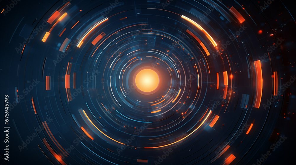 Glowing digital circle, energy source.