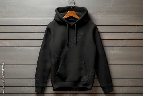  the black hoodie that hangs on a hanger. black hoodie jacket on a hanger. hoodie mockup. illustrations