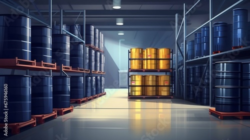 Industrial Reserve: Multi-Tiered Warehouse Storing Petroleum Products. Generative ai