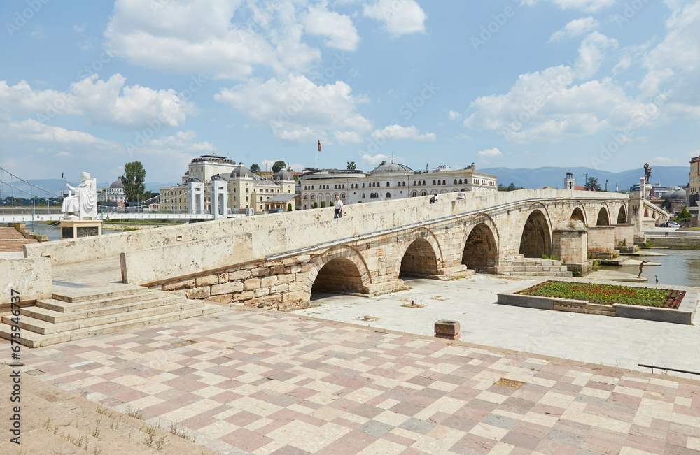 The buildings and monuments of Skopje, the capital of North Macedonia