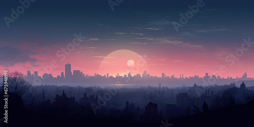 Cityscape city skyline skyscrapers horizon cooperate business illustration office buildings, generated ai