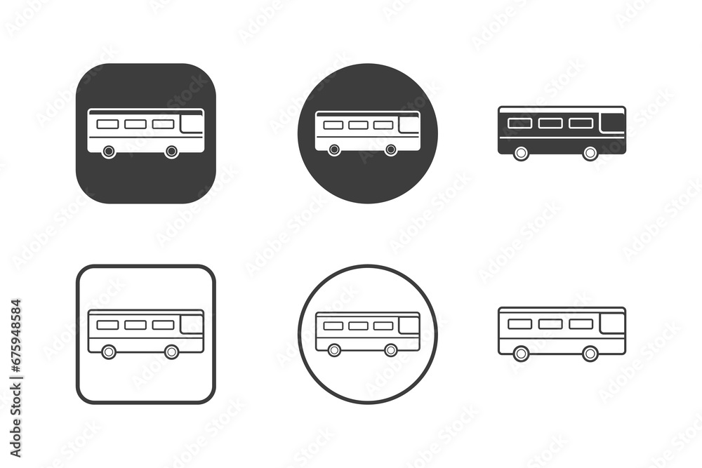 School bus icon design 6 variations. Isolated on white background.