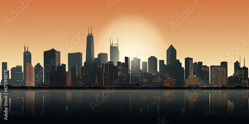 Cityscape city skyline skyscrapers horizon cooperate business illustration office buildings  generated ai