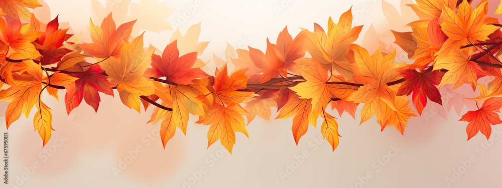 Fototapeta premium Autumn banner with orange leaves