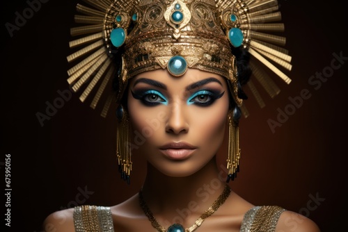 a woman dress as a queen of ancient Egypt. Egyptian Mythologys Goddess photo