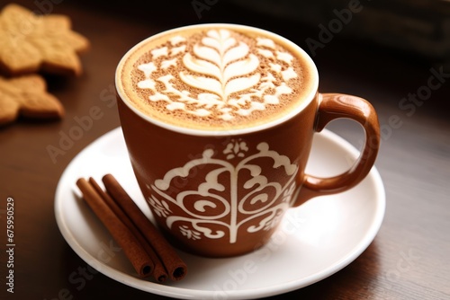Gingerbread Latte. Autumn winter coffee latte set. cinnamon