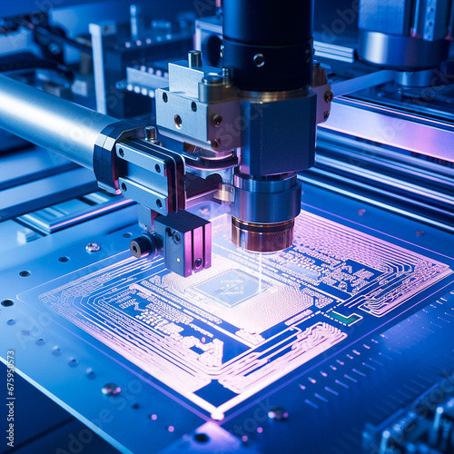 Hi tech micro chip manufacturing machine using laser light. 