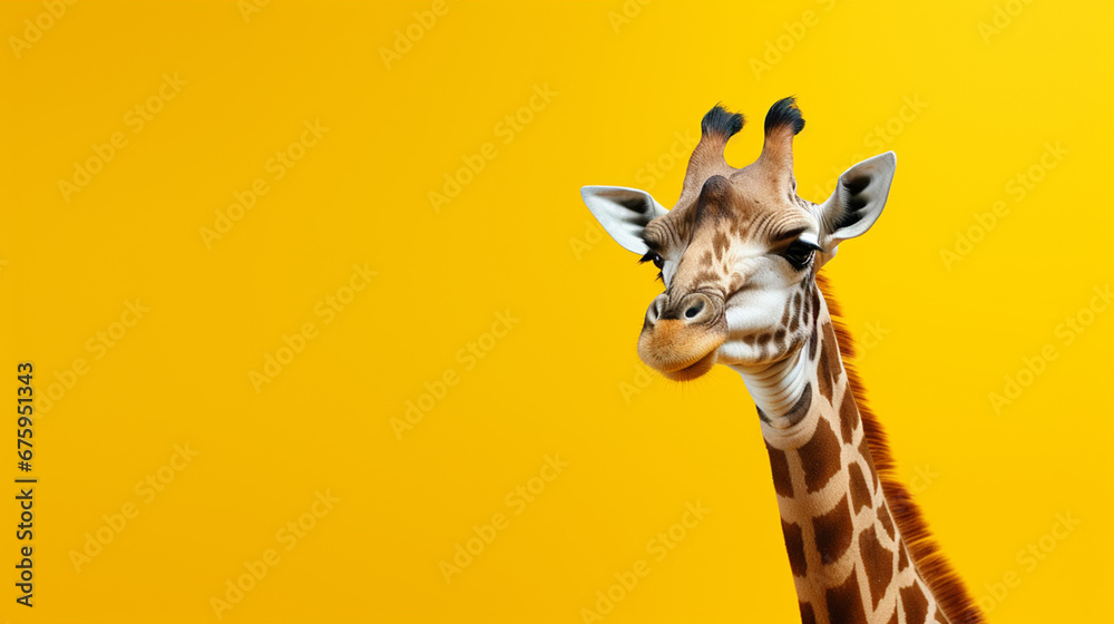 Fototapeta premium A giraffe on a yellow background