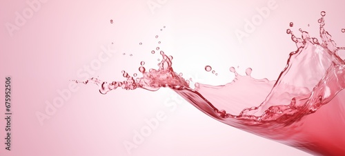 close-up of pink rose champagne motion splash on light pink background for new year and valentines day web banner photo