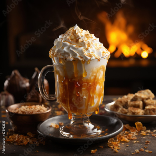 A warm image of a velvety pumpkin spice drink
