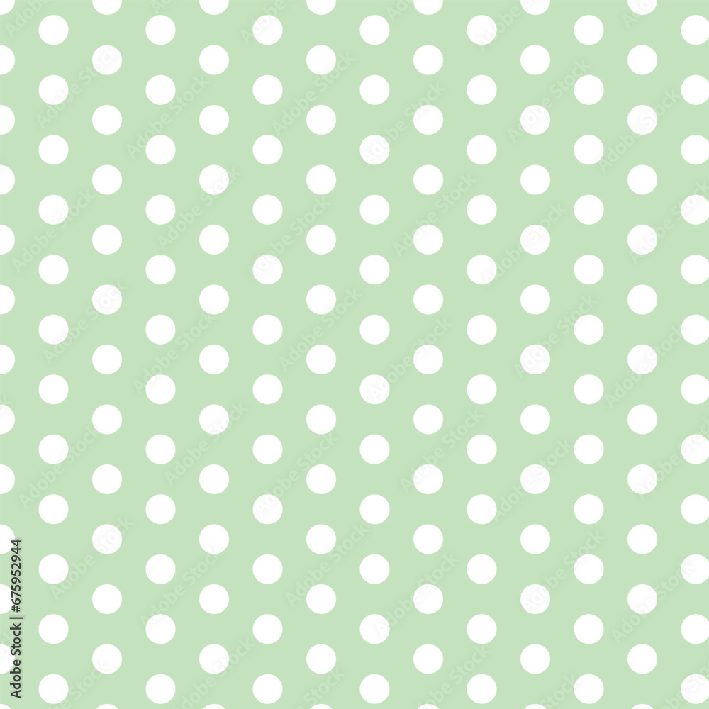 modern simple abstract seamlees white color polka dot pattern art work on impressionism lite green color background